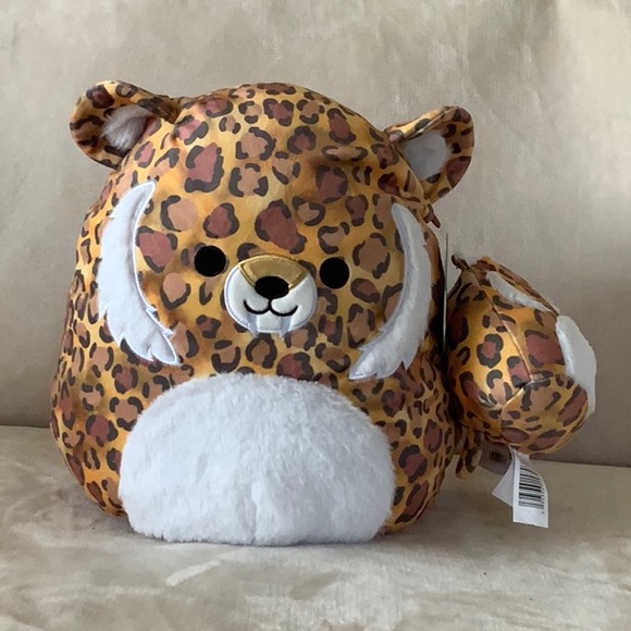 Squishmallow Cherie Mom And Baby, Brown And Yellow Saber Tooth Tiger 12" And 5" - Picture 1 of 5